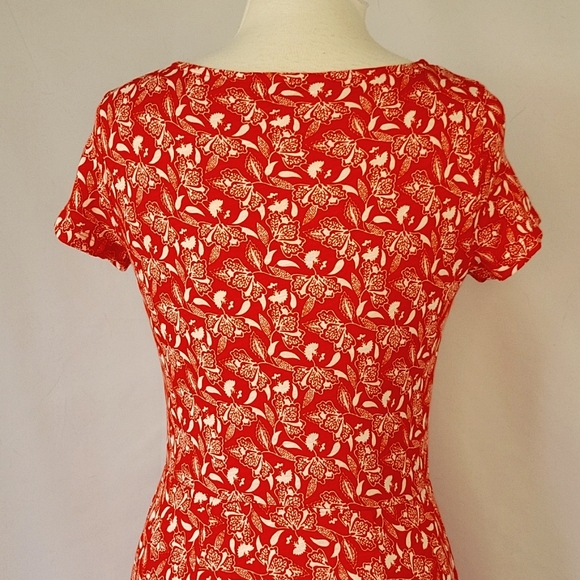 Boden SS Jersey Dress Orange w/ White Floral Print Size 6P - Picture 9 of 15